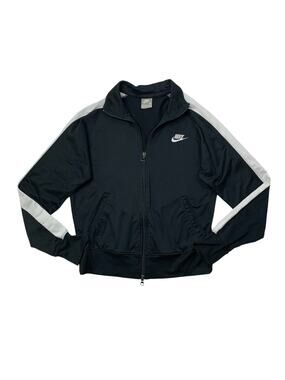Vintage Nike Jacket Boys Youth M Medium Black White Mock Neck Track Full Zip Y2K